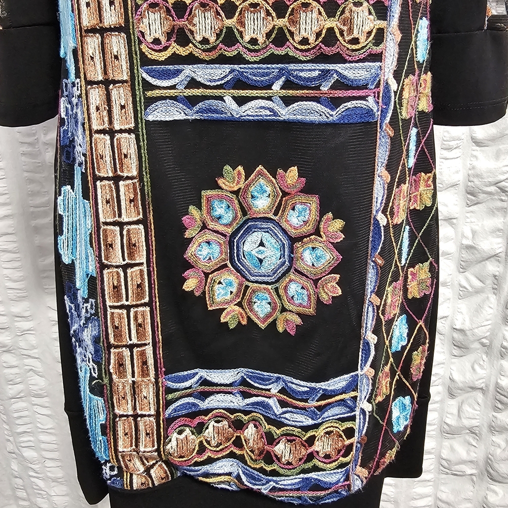 Luc Fontaine Babylone Short Boho Tunic Dress Embroidered Womens Size 10 - Picture 10 of 16